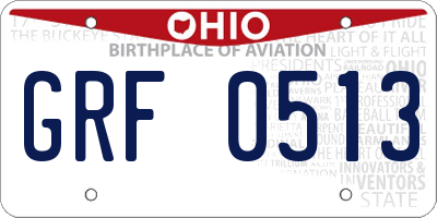 OH license plate GRF0513