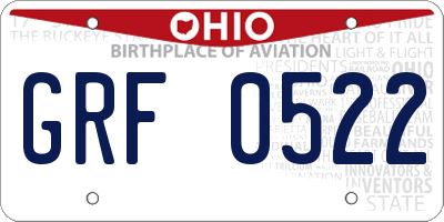 OH license plate GRF0522