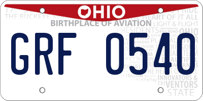 OH license plate GRF0540