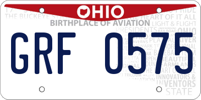 OH license plate GRF0575