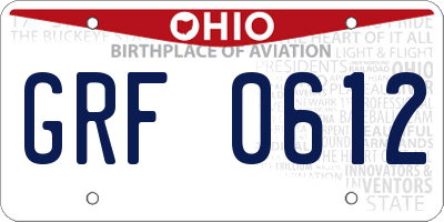 OH license plate GRF0612