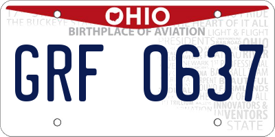 OH license plate GRF0637