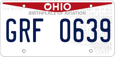 OH license plate GRF0639