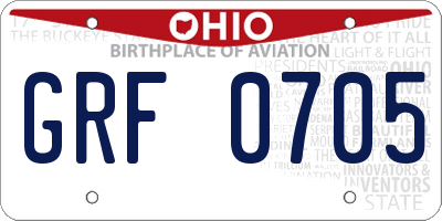 OH license plate GRF0705