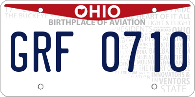 OH license plate GRF0710