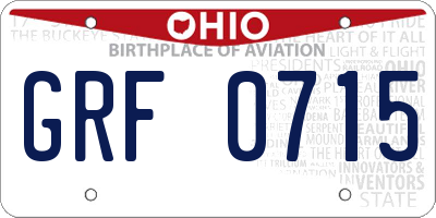 OH license plate GRF0715