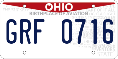 OH license plate GRF0716