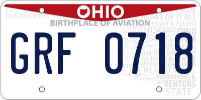 OH license plate GRF0718
