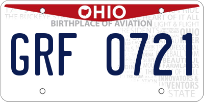 OH license plate GRF0721