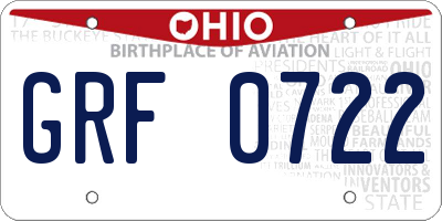 OH license plate GRF0722