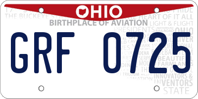 OH license plate GRF0725