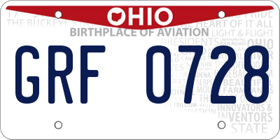 OH license plate GRF0728