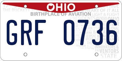 OH license plate GRF0736
