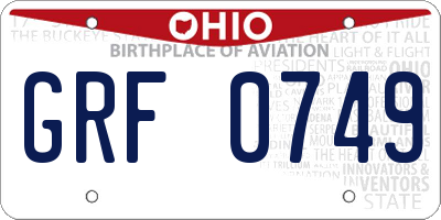 OH license plate GRF0749
