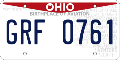 OH license plate GRF0761