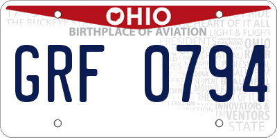 OH license plate GRF0794