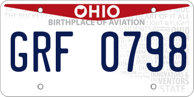 OH license plate GRF0798