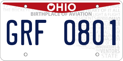 OH license plate GRF0801