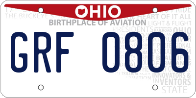 OH license plate GRF0806
