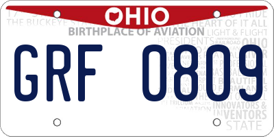 OH license plate GRF0809
