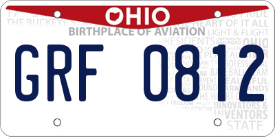 OH license plate GRF0812