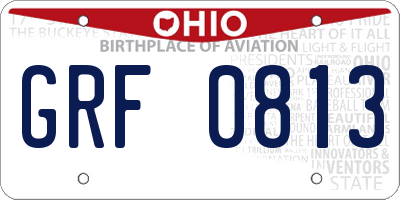 OH license plate GRF0813