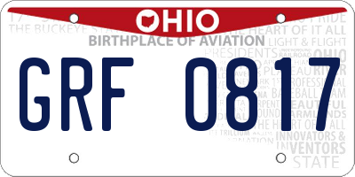 OH license plate GRF0817