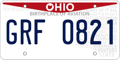 OH license plate GRF0821
