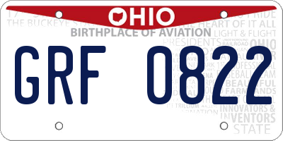 OH license plate GRF0822