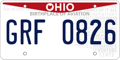 OH license plate GRF0826
