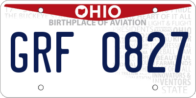 OH license plate GRF0827