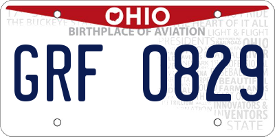 OH license plate GRF0829