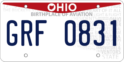 OH license plate GRF0831