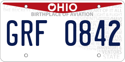 OH license plate GRF0842