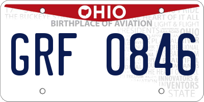 OH license plate GRF0846