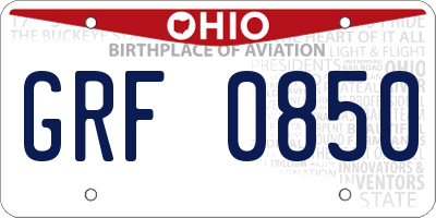 OH license plate GRF0850