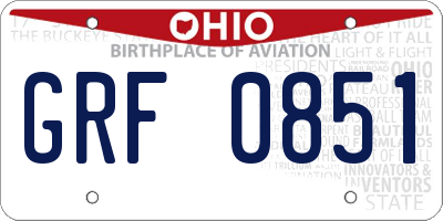 OH license plate GRF0851