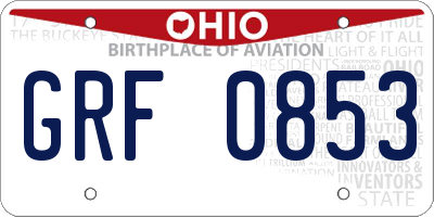 OH license plate GRF0853