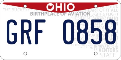 OH license plate GRF0858