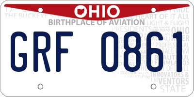 OH license plate GRF0861