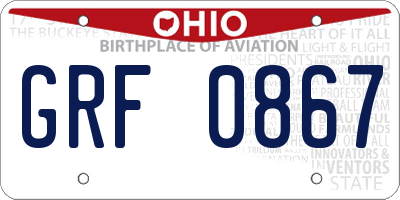 OH license plate GRF0867