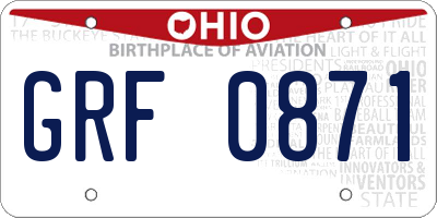 OH license plate GRF0871