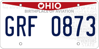 OH license plate GRF0873