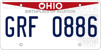 OH license plate GRF0886
