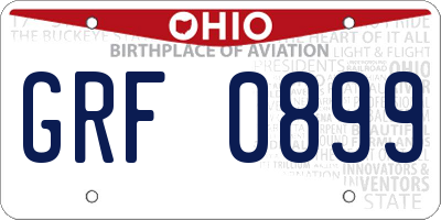 OH license plate GRF0899