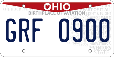 OH license plate GRF0900