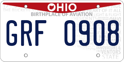 OH license plate GRF0908