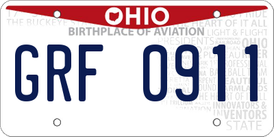 OH license plate GRF0911