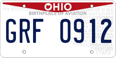 OH license plate GRF0912