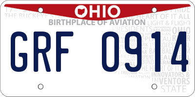 OH license plate GRF0914